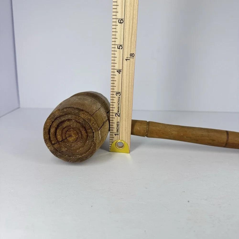 Vintage Wood Meat Tenderizer Mallet Metal Textured Face Rustic Kitchen‎ Decor